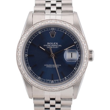 16234 Blue Index Dial With After Diamonds Bezel - Full Set 36mm