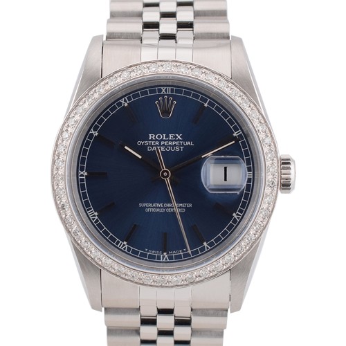 16234 Blue Index Dial With After Diamonds Bezel - Full Set 36mm