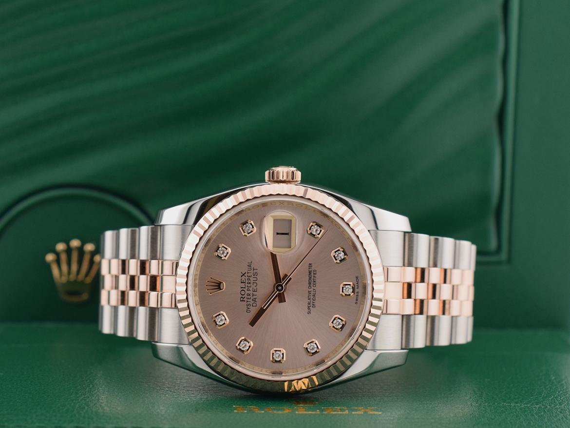 116231 Steel & Rose Gold With Pink Diamonds Dial - Full set 36mm