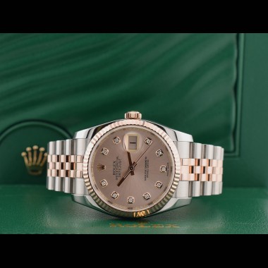116231 Steel & Rose Gold With Pink Diamonds Dial - Full set 36mm