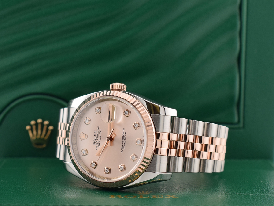 116231 Steel & Rose Gold With Pink Diamonds Dial - Full set 36mm