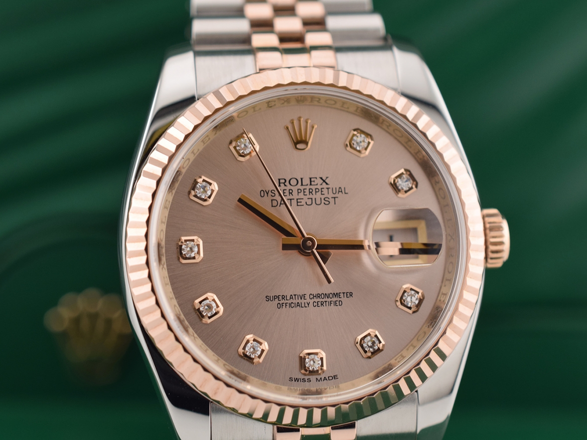 116231 Steel & Rose Gold With Pink Diamonds Dial - Full set 36mm