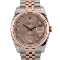 116231 Steel & Rose Gold With Pink Diamonds Dial - Full set 36mm