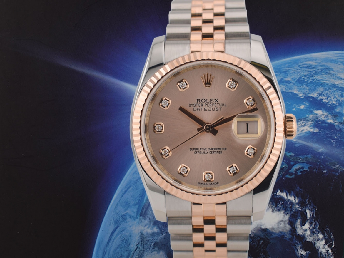116231 Steel & Rose Gold With Pink Diamonds Dial - Full set 36mm