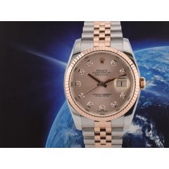 116231 Steel & Rose Gold With Pink Diamonds Dial - Full set 36mm