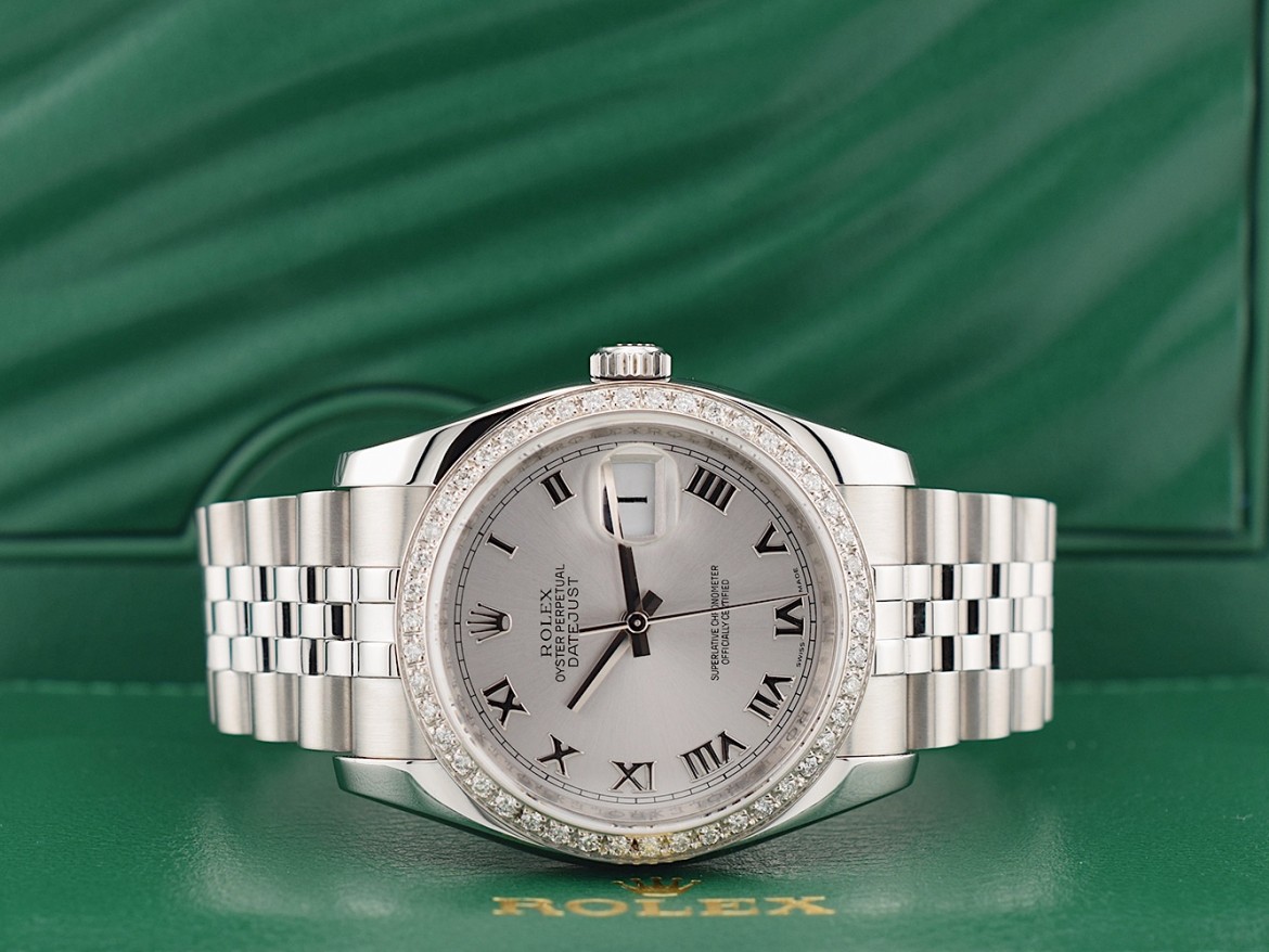 116234 Silver Roman Dial With After Diamonds Bezel - Full Set 36mm