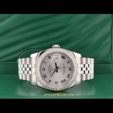 116234 Silver Roman Dial With After Diamonds Bezel - Full Set 36mm