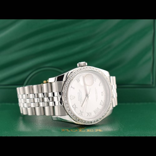 116234 Silver Roman Dial With After Diamonds Bezel - Full Set 36mm