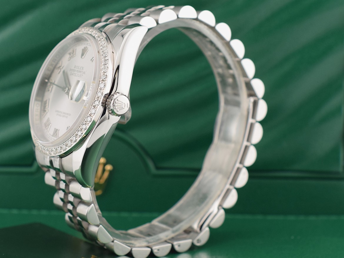 116234 Silver Roman Dial With After Diamonds Bezel - Full Set 36mm