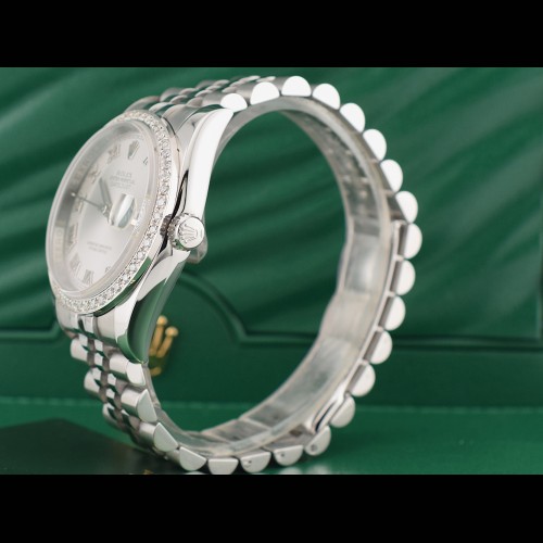 116234 Silver Roman Dial With After Diamonds Bezel - Full Set 36mm