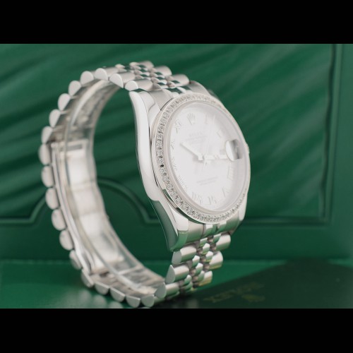 116234 Silver Roman Dial With After Diamonds Bezel - Full Set 36mm