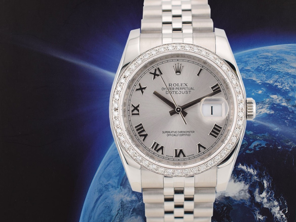 116234 Silver Roman Dial With After Diamonds Bezel - Full Set 36mm