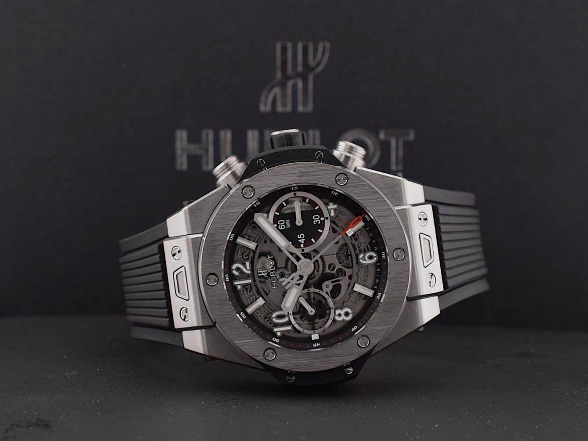 Unico Certified Chronograph 42MM Titanium Like New Box+Papers.       *