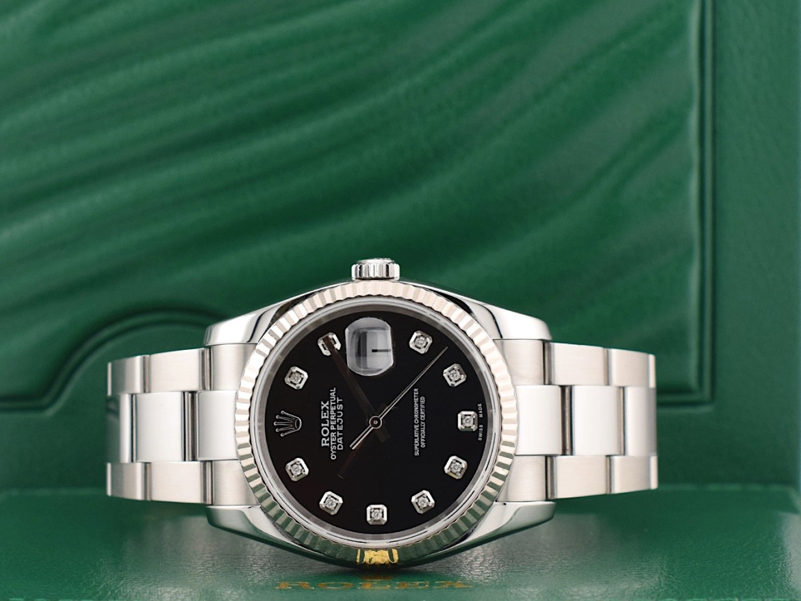 116234 Black Dial With Big Diamonds - Full Set 36mm