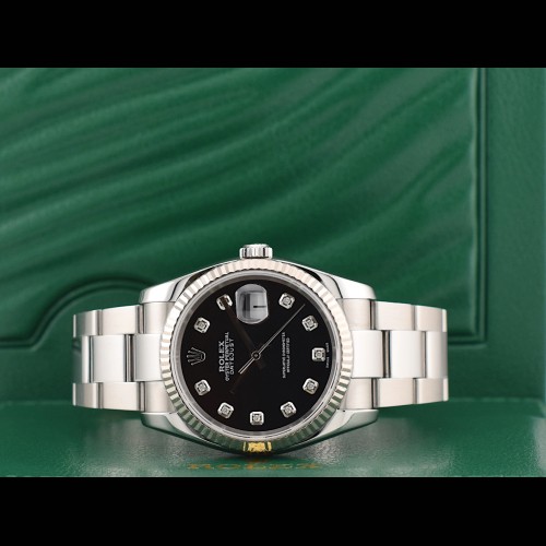 116234 Black Dial With Big Diamonds - Full Set 36mm