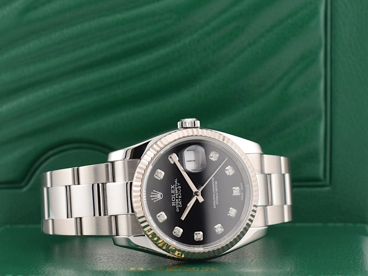 116234 Black Dial With Big Diamonds - Full Set 36mm