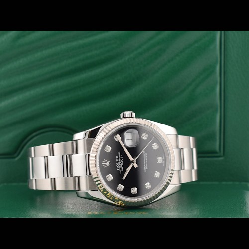 116234 Black Dial With Big Diamonds - Full Set 36mm