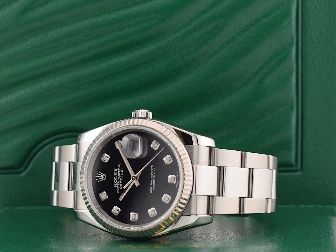 116234 Black Dial With Big Diamonds - Full Set 36mm
