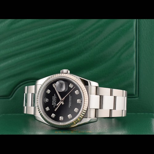 116234 Black Dial With Big Diamonds - Full Set 36mm