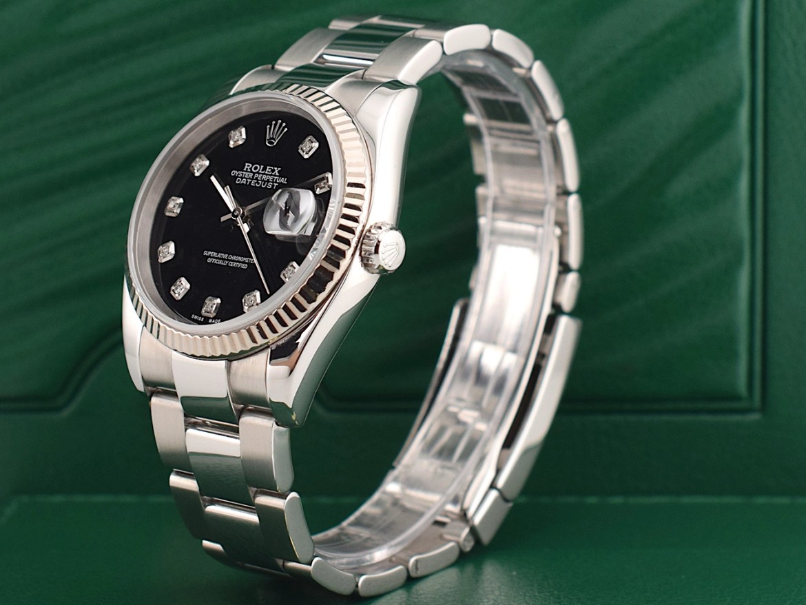 116234 Black Dial With Big Diamonds - Full Set 36mm