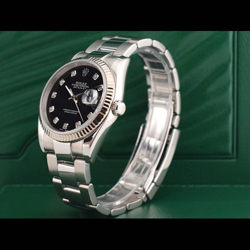 116234 Black Dial With Big Diamonds - Full Set 36mm