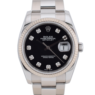 116234 Black Dial With Big Diamonds - Full Set 36mm