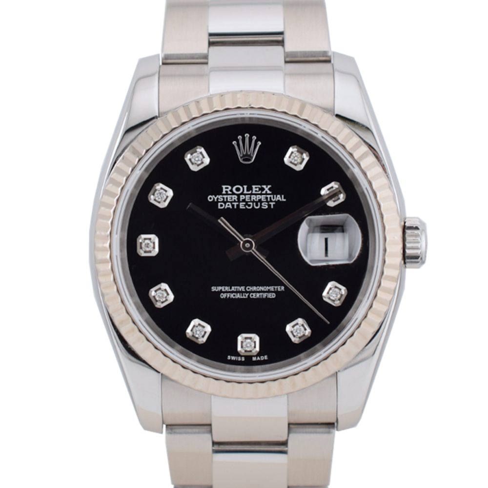 116234 Black Dial With Big Diamonds - Full Set 36mm
