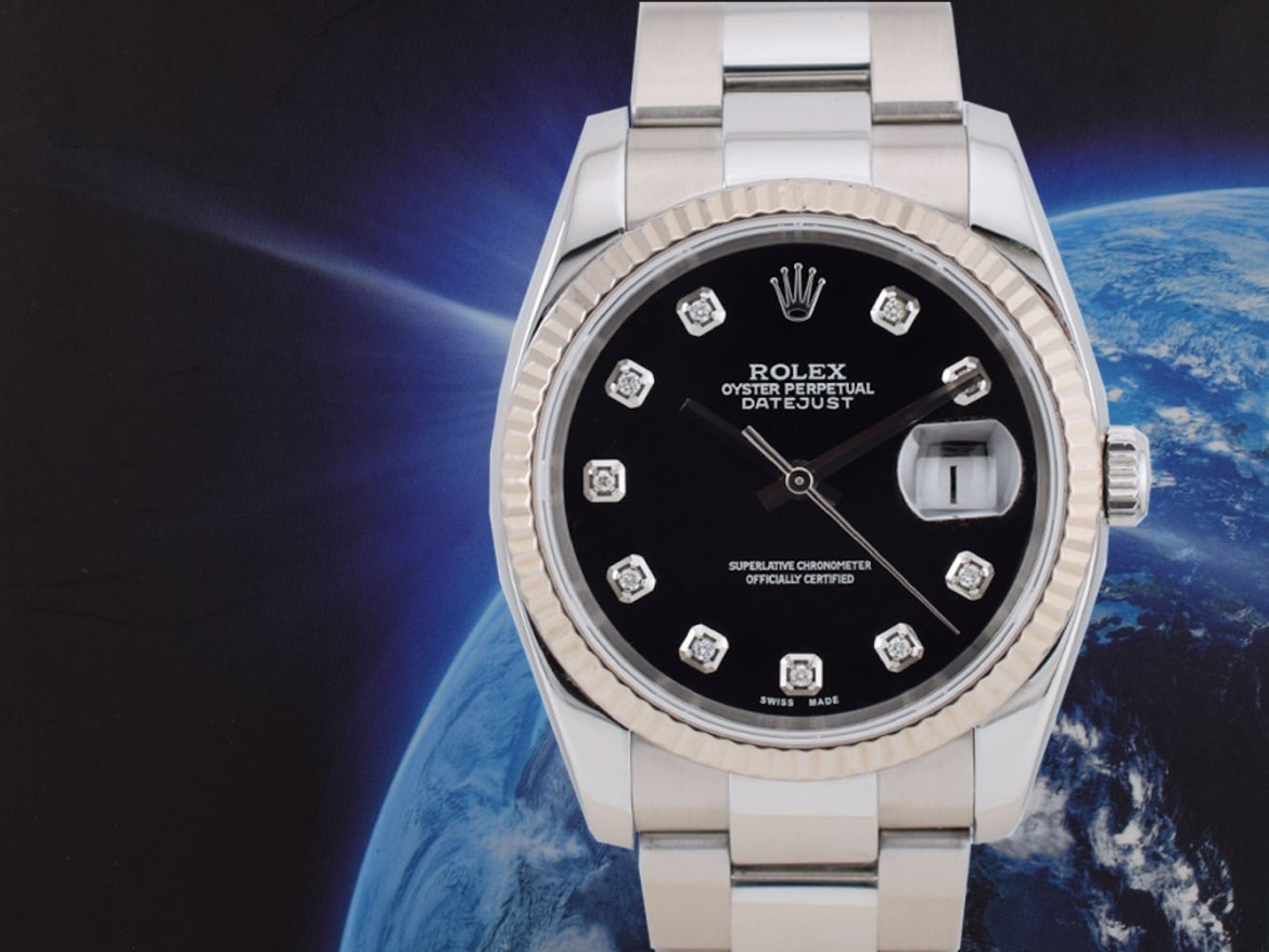 116234 Black Dial With Big Diamonds - Full Set 36mm