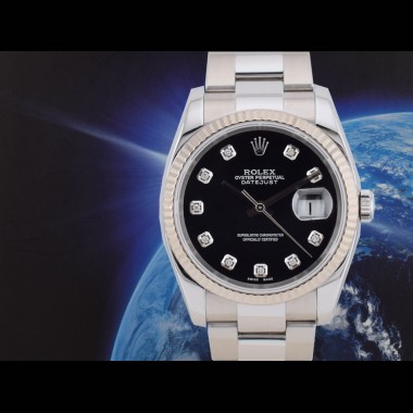 116234 Black Dial With Big Diamonds - Full Set 36mm