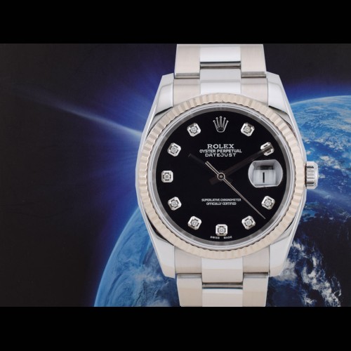 116234 Black Dial With Big Diamonds - Full Set 36mm