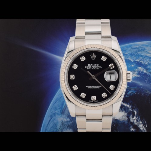 116234 Black Dial With Big Diamonds - Full Set 36mm