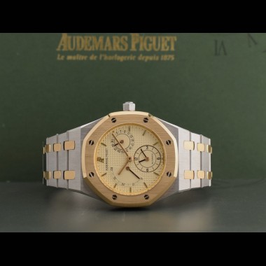 Dual Time Vintage  Ref 25730SA Gold Steel Papers  like new