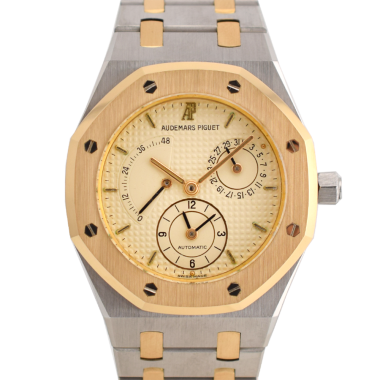 Dual Time Vintage  Ref 25730SA Gold Steel Papers  like new