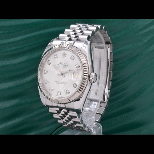 116234 Silver Dial With Big Diamonds - Full Set 36mm