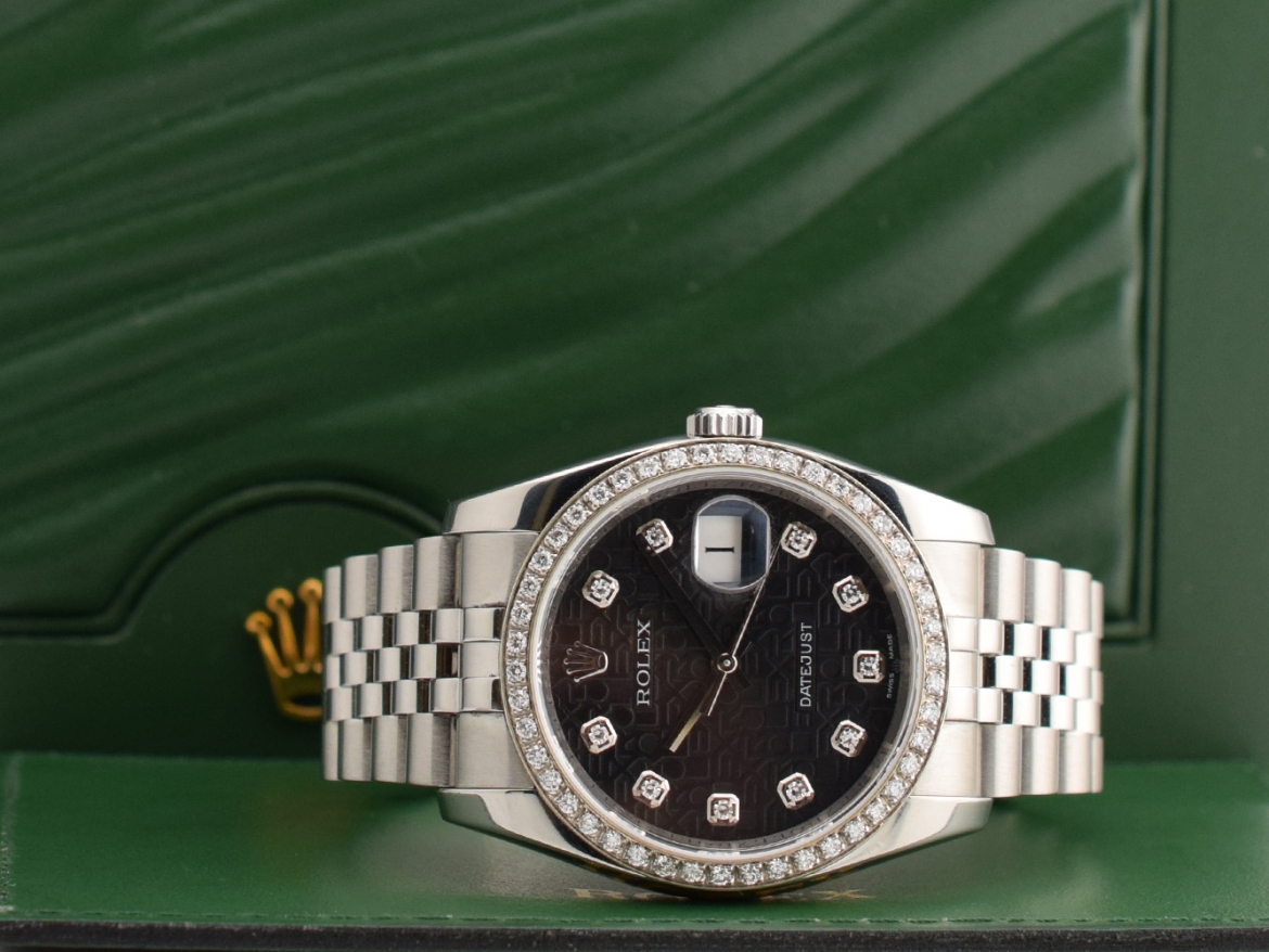 Black Jubilee Dial With Diamonds & After Diamonds Bezel - Full Set 36mm