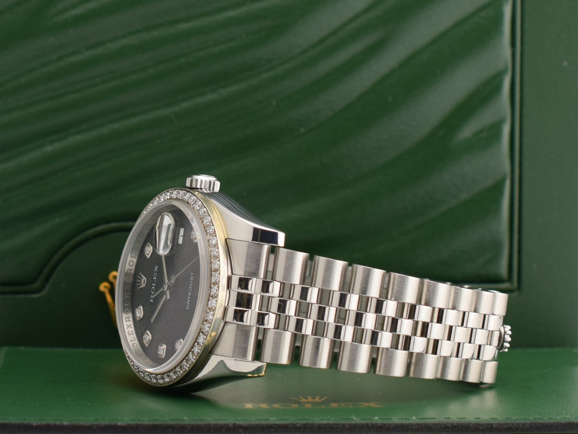 Black Jubilee Dial With Diamonds & After Diamonds Bezel - Full Set 36mm