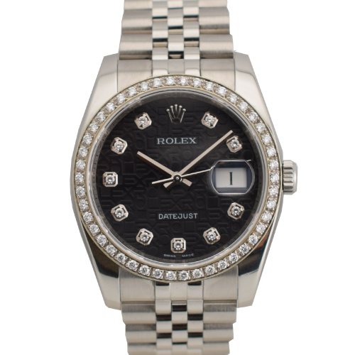 Black Jubilee Dial With Diamonds & After Diamonds Bezel - Full Set 36mm