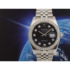 Black Jubilee Dial With Diamonds & After Diamonds Bezel - Full Set 36mm