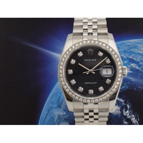 Black Jubilee Dial With Diamonds & After Diamonds Bezel - Full Set 36mm