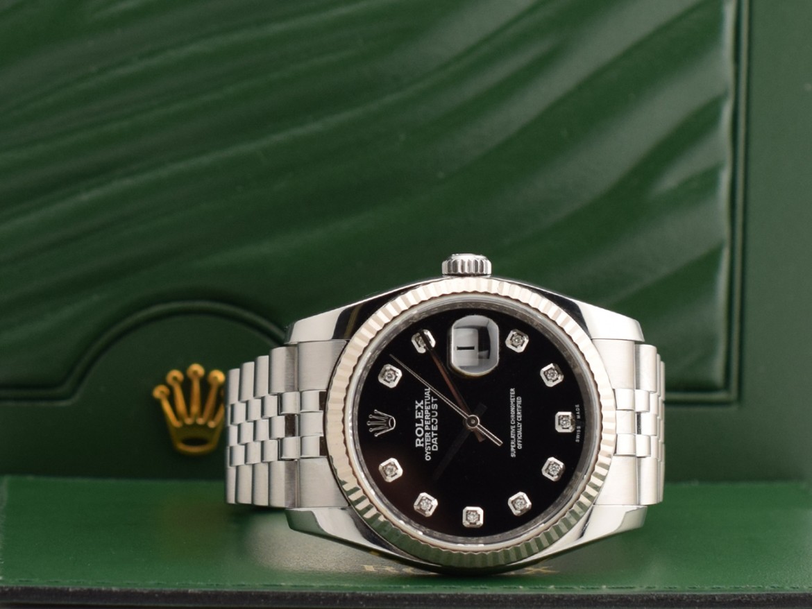 116234 Black Dial With Big Diamonds - Full Set 36mm