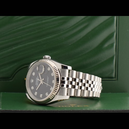 116234 Black Dial With Big Diamonds - Full Set 36mm