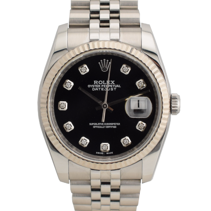116234 Black Dial With Big Diamonds - Full Set 36mm