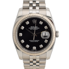 116234 Black Dial With Big Diamonds - Full Set 36mm