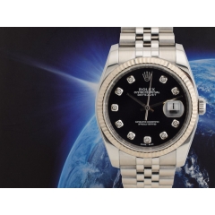 116234 Black Dial With Big Diamonds - Full Set 36mm
