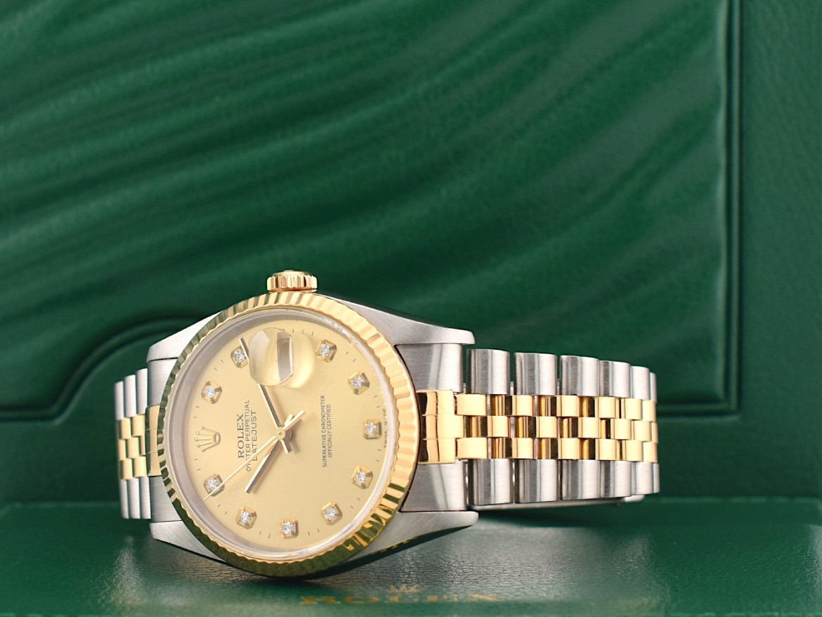 16233 Gold Dial With Big Diamonds - Full Set