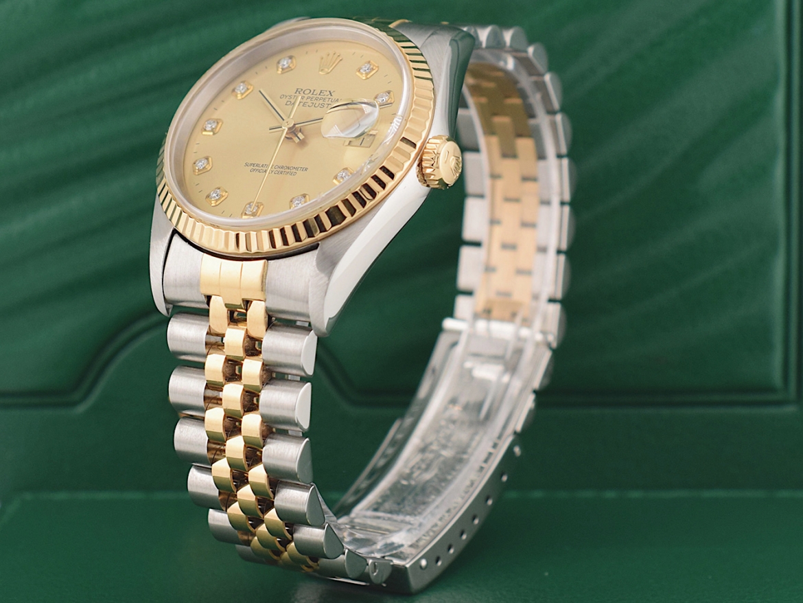 16233 Gold Dial With Big Diamonds - Full Set