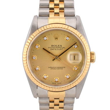 16233 Gold Dial With Big Diamonds - Full Set