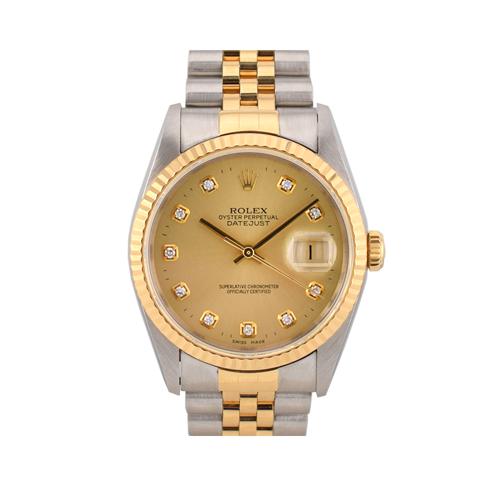 16233 Gold Dial With Big Diamonds - Full Set