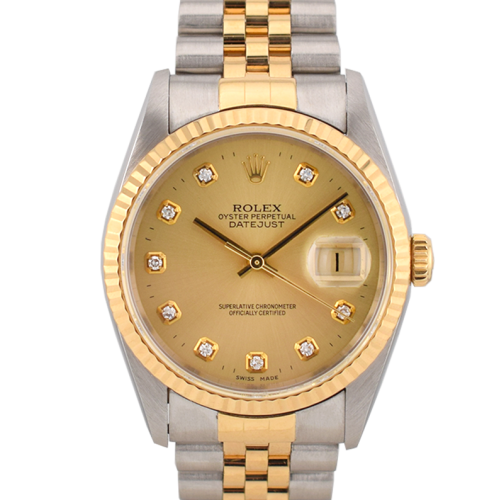 16233 Gold Dial With Big Diamonds - Full Set