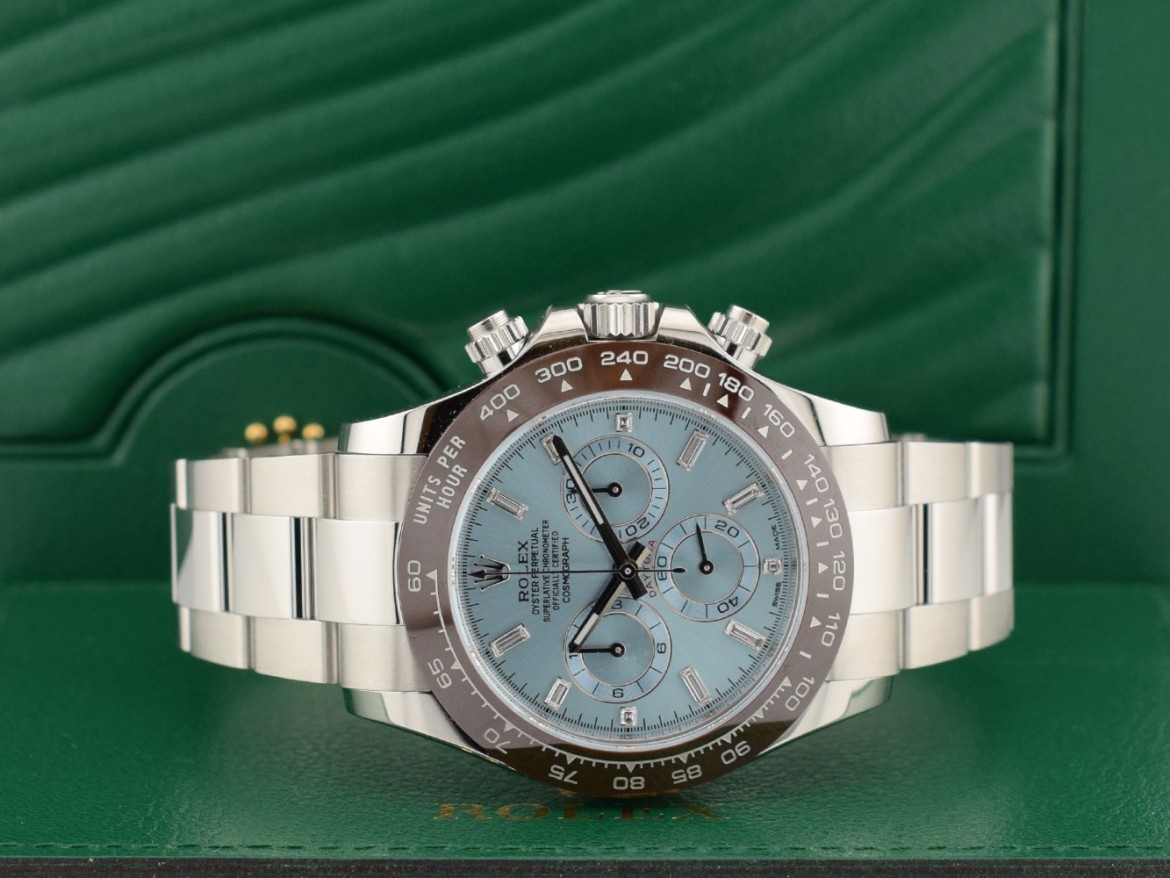 116506 Platinum Ice Baguette Diamond Dial - New 2023 Discontinued